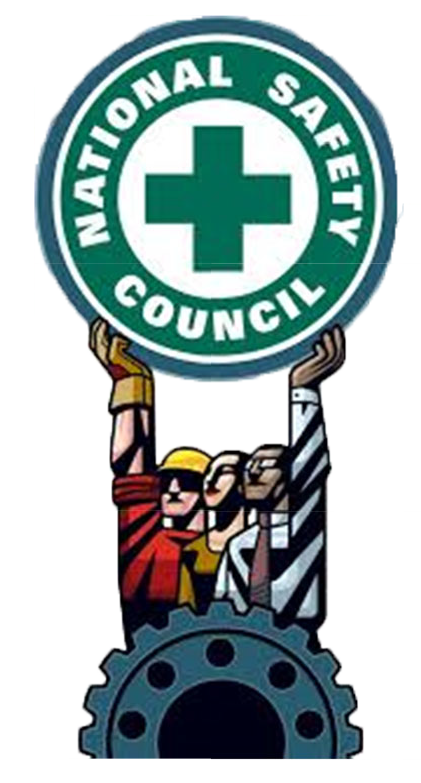 National Safety Council logo - 3 men holding green and white badge
